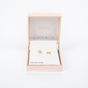 Brincos Minnie Mouse Laço Dourado. Loja Online